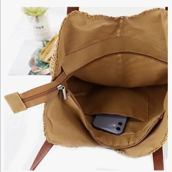 NEW Woven Soft Large Rattan Tote Bag - Picture 3 of 5